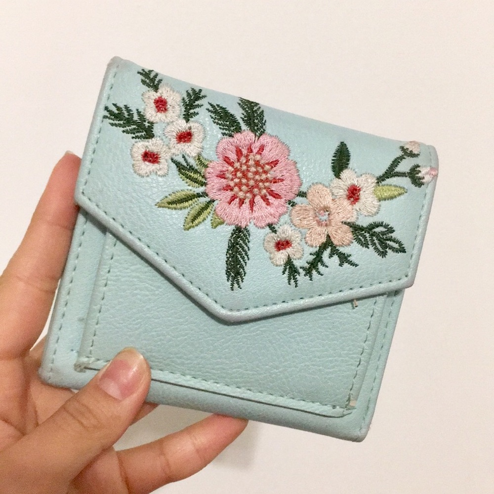 Teal Embroidered Wallet